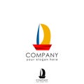 Colorful ship logo template, Vector illustration on white background. Royalty Free Stock Photo