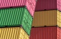 Colorful shipping containers at docks of Le Havre, Normandy, France