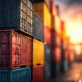 Sunset Cargo Containers Royalty Free Stock Photo