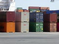 Colorful shipping containers stacked at a terminal in the maritime Port of Le Havre, France Royalty Free Stock Photo