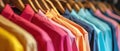 Colorful Shirts Hanging On Wooden Hangers, Ready To Be Worn Royalty Free Stock Photo