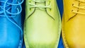 Colorful shoes on a blue background Royalty Free Stock Photo