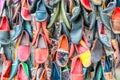 Colorful shoes for sale at the Arasta Bazaar where there many shops for sweets , gold, Crafts can buy as gifts. near to Blue