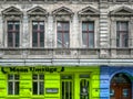 Colorful shop painted walls in historic building, Berlin, Germany