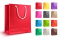 Colorful shopping bag vector set. Empty paper bags for shopping and fashion