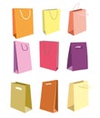 Colorful shopping bag on white background. Vector Set Shopping Bags Icons.