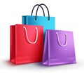 Colorful shopping bags vector illustration. Group of empty paper bags Royalty Free Stock Photo