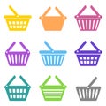 Colorful shopping basket icons