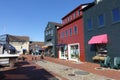 Colorful shops line Bowen`s Wharf in Newport, RI