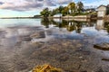 Colorful shoreline in the morning light on the coast of Maine in the springtime Royalty Free Stock Photo
