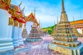 The colorful shrines of Wat Pho temple in Bangkok, Thailand