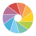 Colorful shutter icon. Photography or video theme. Simple flat vector icon