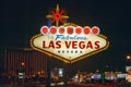 Colorful sign reads Ã¯Â¿Â½Welcome to Fabulous Las Vegas, NevadaÃ¯Â¿Â½ at night