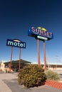 Colorful sign of the Sunset Motel on historic route 66