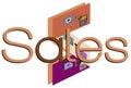 Colorful signboard with word sales