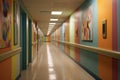 colorful signs and directions on hospital corridor walls