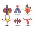 Colorful silhouette caricature happy face set collection human body systems