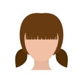 Colorful silhouette faceless girl with pair pigtails hairstyle