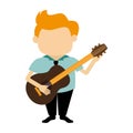 Colorful silhouette faceless singer with acoustic guitar