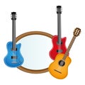 colorful silhouette with guitars set electric and acoustic Royalty Free Stock Photo