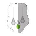 colorful silhouette sticker with pendant light bulbs and fluorescent bulb