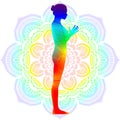 Colorful silhouette Tadasana or Pranamasana