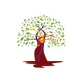 colorful silhouette of tree logo vector design graphics element Royalty Free Stock Photo