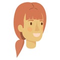 Colorful silhouette of woman face with light red hair with ponytail and bangs Royalty Free Stock Photo
