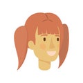 Colorful silhouette of woman face with reddish hair and pigtails Royalty Free Stock Photo