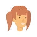 Colorful silhouette of woman face with reddish hair and pigtails Royalty Free Stock Photo