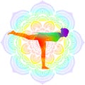 Colorful silhouette of yoga. Virabhadrasana C