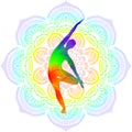 Colorful silhouette of yoga. Vrikshasana Royalty Free Stock Photo