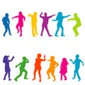 Colorful silhouettes of children dancing Royalty Free Stock Photo