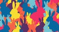 Colorful Silhouettes of Rabbits in Vibrant Abstract Pattern Design Royalty Free Stock Photo