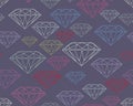 Colorful silhouettes vector faceted gems on dark blue background