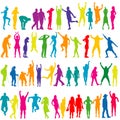 Colorful silhouettes of women and men