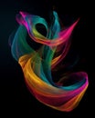 Colorful silk furling swirl in the space, lighter colors on black backgrounD, Ai Generated Royalty Free Stock Photo