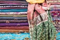 Colorful silk pashmina scarves or shawls for sale Royalty Free Stock Photo