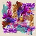 colorful silk scarf design with abstract brush strokes Royalty Free Stock Photo