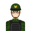 Colorful simple flat vector of army soldier Royalty Free Stock Photo
