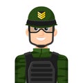 Colorful simple flat vector of army soldier Royalty Free Stock Photo