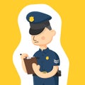 Colorful simple flat vector of policeman is writing a order bill