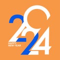 Colorful simple Happy New Year card for 2024 with numbers. Banner design