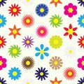 Colorful simple retro small flowers set seamless pattern eps10 Royalty Free Stock Photo