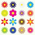 Colorful simple retro small flowers set of symbol eps10