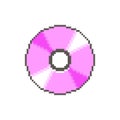 Simple vector flat pixel art icon of round pink shiny CD on white background Royalty Free Stock Photo