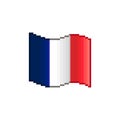 Simple vector flat pixel art illustration of flowing flag of France