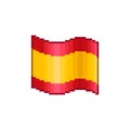 Simple vector flat pixel art illustration of flowing flag of Spain