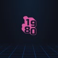Simple vector illustration in 80s style of signboard with number 1980 symbol