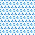 Simple vector pixel art azure and white seamless pattern of abstract blooming tulip flower